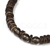 Natural Coconut Rondelle Beads Stretch Bracelets for Men BJEW-JB11635-02-3