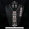 Rectangle Alloy with Resin Pendant Necklace & Stud Dangle Earring & Link Bracelet & Ring FS-WGB1F06-07-1