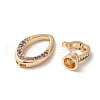 Brass Micro Pave Clear Cubic Zirconia Fold Over Clasp KK-C062-040G-02-2