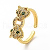 Cubic Zirconia Double Leopard Open Cuff Ring RJEW-A008-04G-3