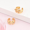 Brass Micro Pave Clear Cubic Zirconia Cuff Earrings KK-T074-29G-1