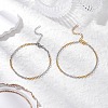 2Pcs 2 Colors Two Tone 304 Stainless Steel Textured Cable Chain Anklets AJEW-AN00681-1