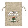 Christmas Printed Burlap Packing Pouches Drawstring Bags ABAG-Q053-02A-03-1
