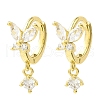Butterfly Real 18K Gold Plated Brass Dangle Hoop Earrings EJEW-L270-11G-2