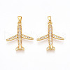 Brass Micro Pave Cubic Zirconia Pendants KK-T070-83G-1