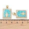 Rack Plating Brass Micro Pave Clear Cubic Zirconia Pendants KK-C041-06E-G-3