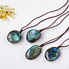 Nuggets Natural Labradorite Pendant Adjustable Cord Necklaces FS-WG568C8-01-3