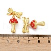 Mushroom with Bowknot Brass Enamel Dangle Stud Earrings EJEW-F895-25A-G-5