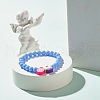 Candy Color Plastic Round Beaded Stretch Bracelet with Food Shape Polymer Clay for Kid BJEW-JB07582-5