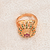 Hollow Geometric Heavy Duty Brass Pave Cubic Zirconia Adjustable Finger Rings for Women OI9044-2-1
