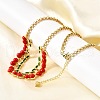 Brass Red Enamel Fruit Link Chain Necklaces NJEW-K287-04A-G-1