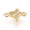 Brass Micro Pave Clear Cubic Zirconia Connector Charms KK-T075-29G-2