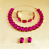 Alloy & Glass Rectangle Link Chain Necklaces & Bracelet & Dangle Earrings Sets FS-WGC2D75-08-1