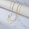 201 Stainless Steel Love Heart Pendant Double Layer Necklaces for Women NJEW-D307-03G-1
