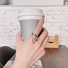Flat Round Curb Chain 925 Sterling Silver Adjustable Finger Rings for Women FS-WG6366E-01-4