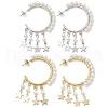 2 Pairs 2 Colors Star Shell Pearl Dangle Stud Earrings EJEW-JE06186-1