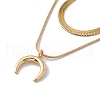2Pcs 2 Style Ion Plating(IP) 304 Stainless Steel Crescent Moon Pendant Necklaces Set NJEW-G090-04G-1