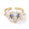Sparkling Heart Cubic Zirconia Cuff Ring for Valentine's Day RJEW-C017-06G-01-RS-1