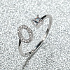 Brass Micro Pave Cubic Zirconia Cuff Rings for Women FS-WGA4C54-41-1