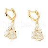 Brass Micro Pave Clear Cubic Zirconia Huggie Hoop Earrings for Christmas ZIRC-I053-03G-2