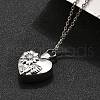 304 Stainless Steel Heart Sunflower Cinerary Casket Pendant Necklaces NJEW-V002-03P-3