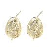 Brass Micro Pave Clear Cubic Zirconia Stud Earring Findings KK-Z106-02G-02-1