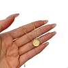 Flat Round with Star 925 Sterling Silver Micro Pave Cubic Zirconia Pendant Necklaces NJEW-K279-04MG-3