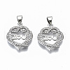 Brass Micro Pave Clear Cubic Zirconia Pendants KK-S061-36P-NR-1