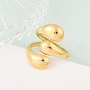 Teardrop 304 Stainless Steel Open Cuff Rings RJEW-R018-01G-01-2