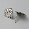 304 Stainless Steel Textured Geometry Stud Earring Findings with Hole STAS-WH0027-54M-3