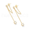 Brass Micro Pave Clear Cubic Zirconia Cable Chain Tassel Earrings EJEW-H125-12G-1