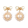 Mother's Day Jewellery Shell Pearl with Brass Dangle Stud Earrings for Women EJEW-TA00574-1