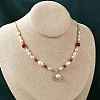 Mother's Day Jewellery Brass Glass & Pearl Teardrop Pendant Necklaces NJEW-P325-01G-3