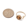 Copper Wire Wrapped Half Round Natural Tiger Eye Cuff Rings for Women RJEW-TA00137-03-3