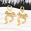 Bowknot 304 Stainless Steel Plstic Imitation Pearl Hoop Earrings for Women EJEW-U068-03G-1