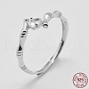 Anti-Tarnish Adjustable Rhodium Plated 925 Sterling Silver Ring Components STER-K038-031P-5