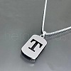 Rectangle with Laser Cut Letter 201 Stainless Steel Initial Pendant Necklaces WGA5E8C-20-1