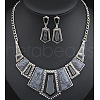 Pentagon Bohemia Zinc Alloy with Synthetic Turquoise Pendant Necklaces & Stud Dangle Earrings Sets FS-WGE76F1-03-1