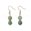 Round Natural Green Aventurine Dangle Earrings EJEW-JE06465-2