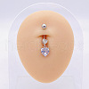 304 Stainless Steel Micro Pave Cubic Zirconia Belly Rings WGADED5-46-1