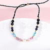 Faceted Round Turquoise & Natural Rose Quartz & Lapis Lazuli Braided Bead Bracelets BJEW-F493-09G-01-3