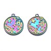 Rack Plating Rainbow Color Alloy Pendants PALLOY-S180-299-2