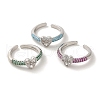 Rack Plating Brass Micro Pave Cubic Zirconia Cuff Rings RJEW-H228-04P-1
