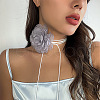 Retro Cloth Rose Flower Waxed Cord Wrap Choker Necklaces for Women WG01AE5-14-1