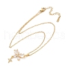 Butterfly & Star Brass Clear Cubic Zirconia Pendant Neckalces NJEW-C076-24G-4