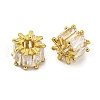 Rack Plating Brass Micro Pave Pink Cubic Zirconia European Beads KK-L215-327G-01-2