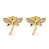 Brass Micro Pave Clear Cubic Zirconia Stud Earrings EJEW-D305-20G-01-3