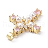 Brass Pave Cubic Zirconia with ABS Plastic Imitation Pearl Pendants KK-G467-01G-4