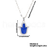 Vintage Brass Pave Clear Cubic Zirconia & Royal Blue Enamel Hamsa Hand Pendant Necklaces for Daily Wear and Holiday Gift CS1559-2-3