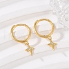 Star 925 Sterling Silver Micro Pave Clear Cubic Zirconia Hoop Earrings for Women EJEW-G427-03G-1